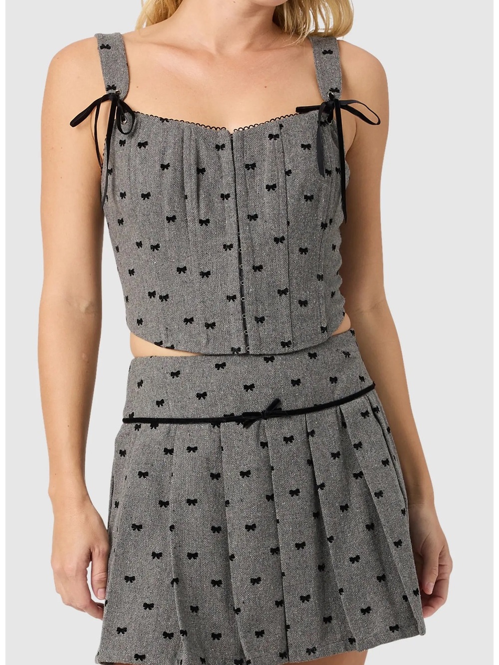 Flocked Bow Corset top